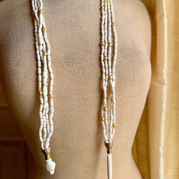 Stunning Multi-Strand Lariat with Hand Craved Snake Head and Tail - Picture 9 of 9